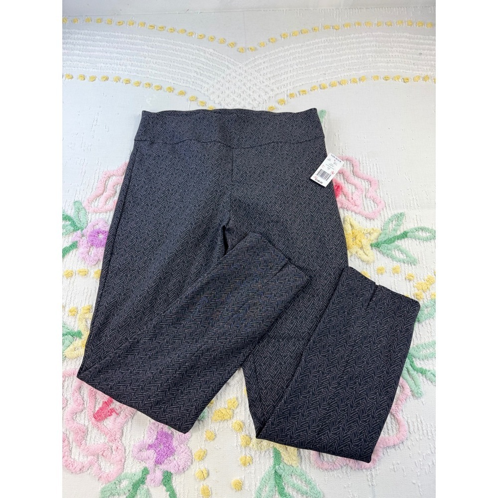 ELLIOTT LAUREN Womens Black Herringbone Textured‎ Stretch Pants Size 12